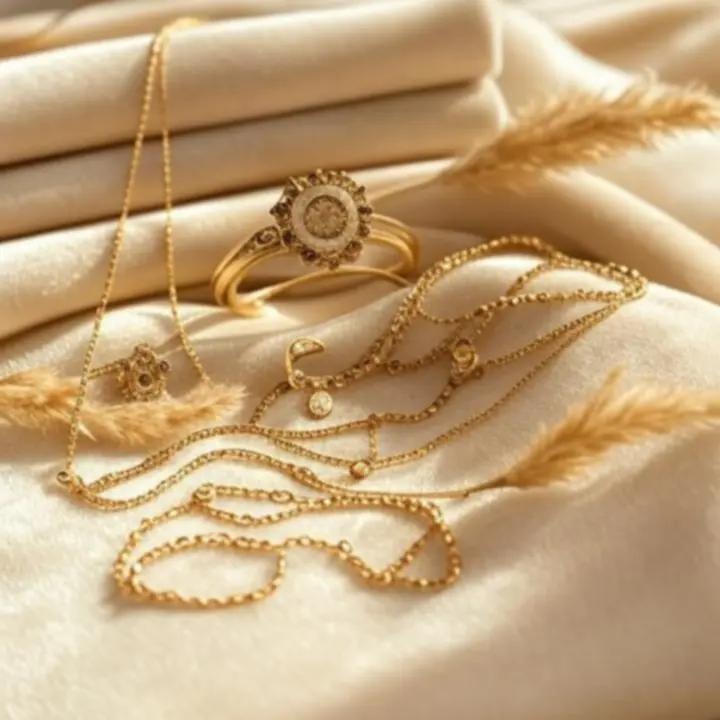 Stylowa aranżacja kategorii biżuterii złotej