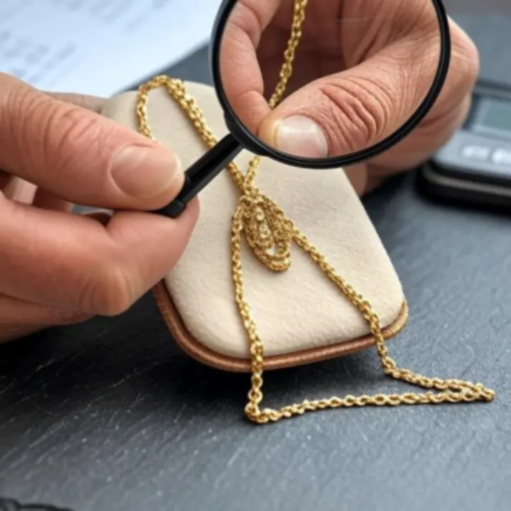 Kontrola jakości wykończonej biżuterii pod mikroskopem