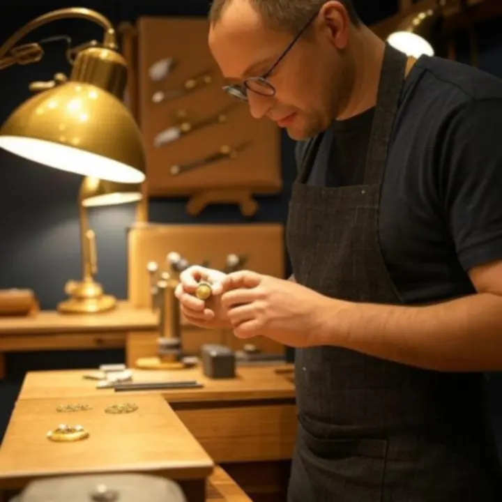 Mistrz złotnik w tradycyjnym polskim warsztacie złotniczym